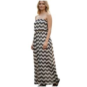 FASHION MAGAZINE BLACK & TAN STRIPE DRESS SZ.M EUC.